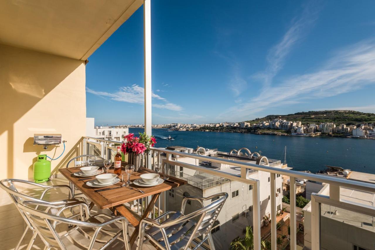 Bayview 2 Bedroom Seaview Apartment With Large Terrace With Panoramic Views - By Getawaysmalta 圣保罗湾城 外观 照片